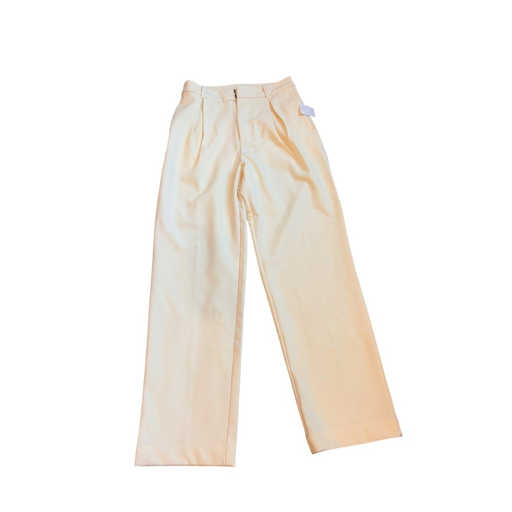 Free People Pleated Wide Leg Trousers Yellow Cream OB1288611 Women Size 4